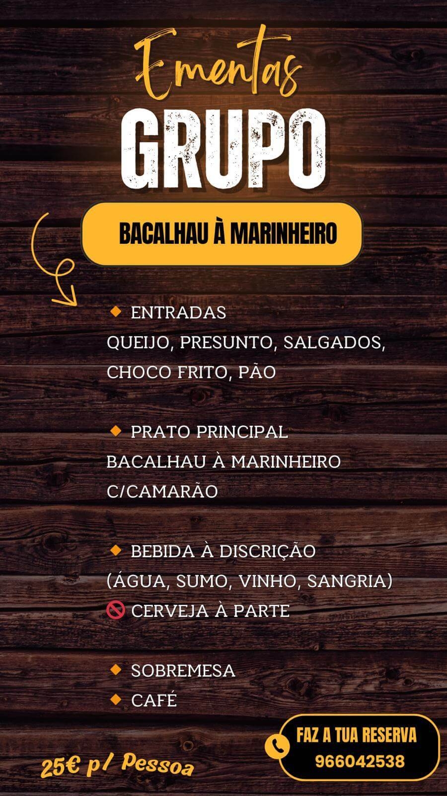 Ementa de Grupo Bacalhau à Marinheiro