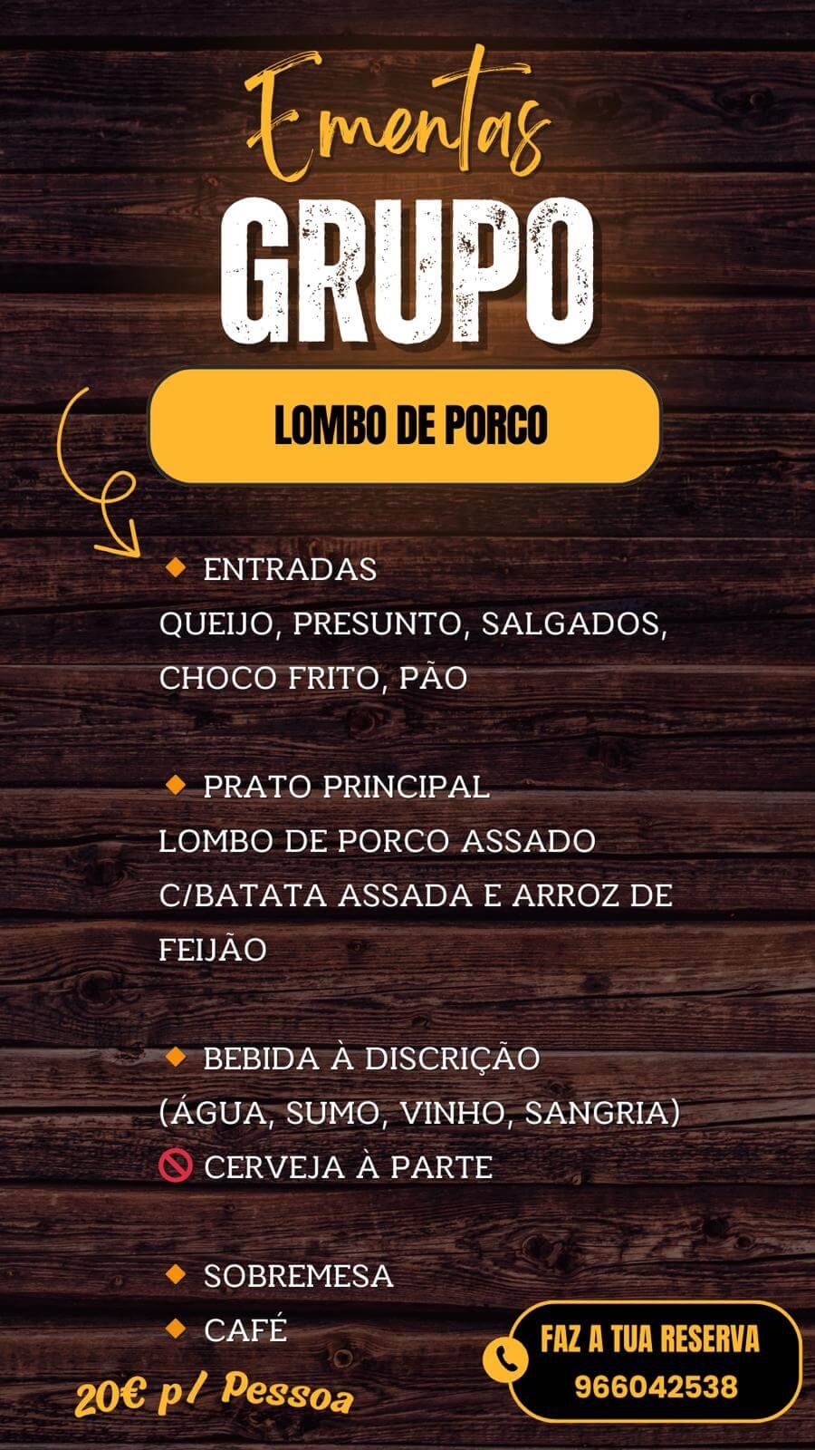 Ementa de Grupo Lombo de Porco